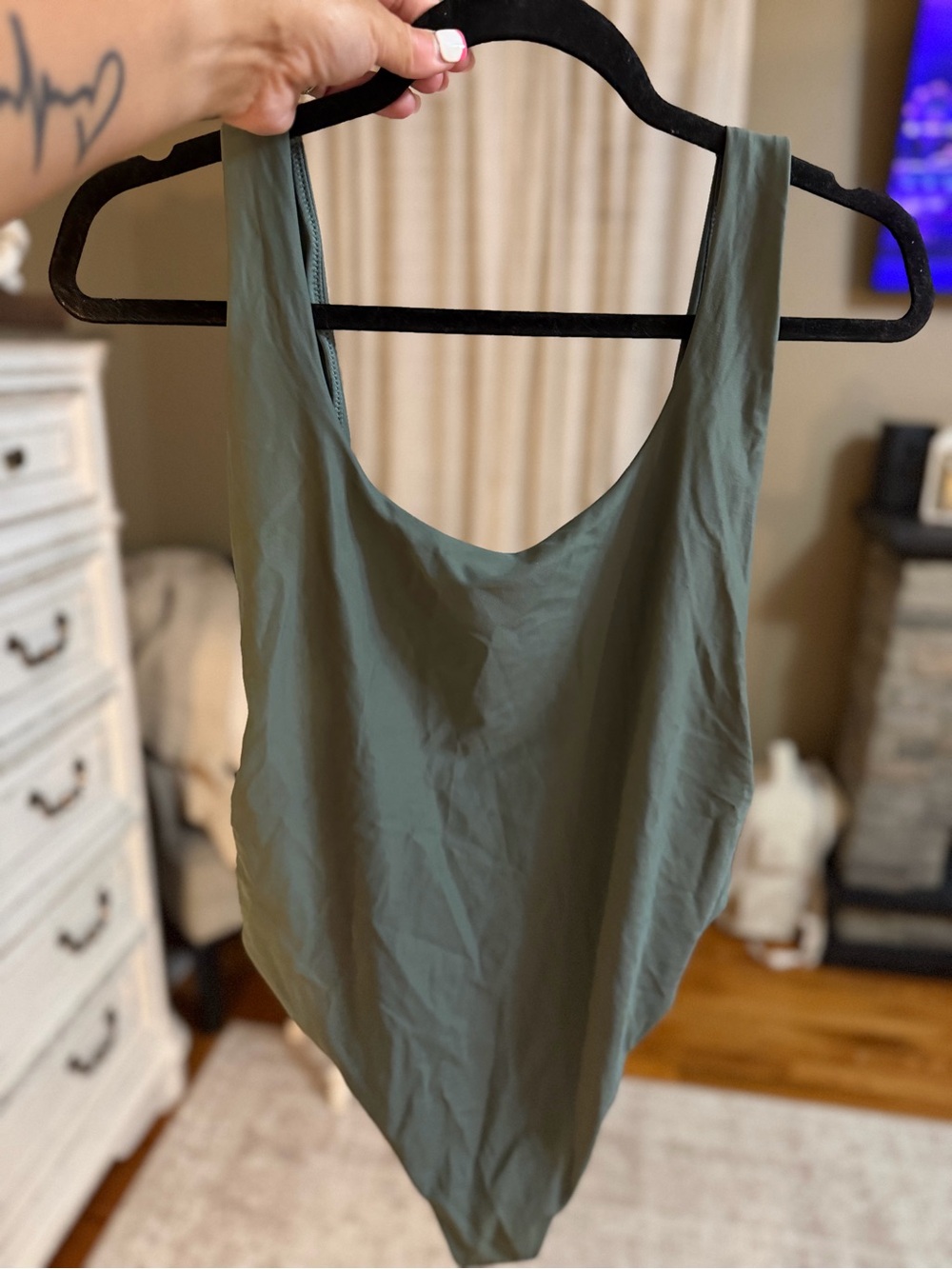 Olive Green Scoop One-Piece Swimsuit
